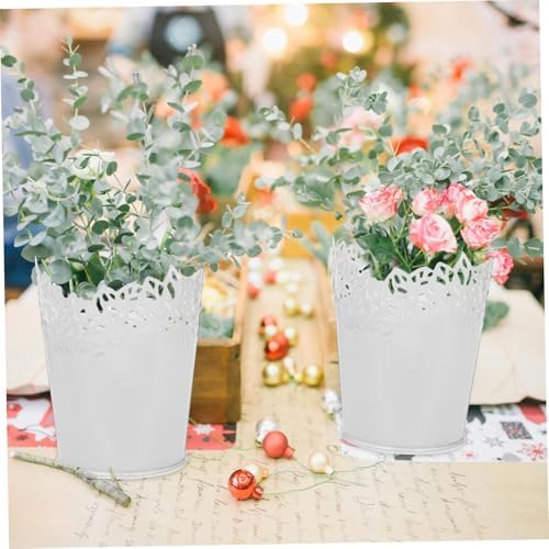 ABOOFAN White Hollow Iron Storage Buckets Set