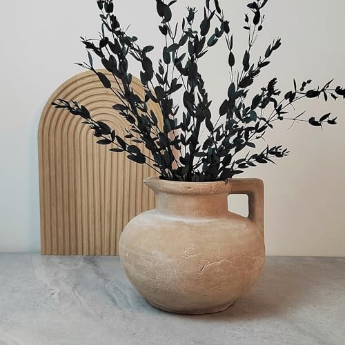 Rustic Weathered Ceramic Vase with Handle