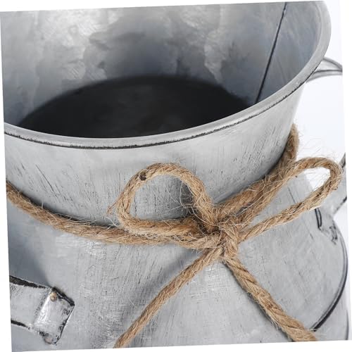 Galvanized Metal Vase with Handle Vintage French Country Style