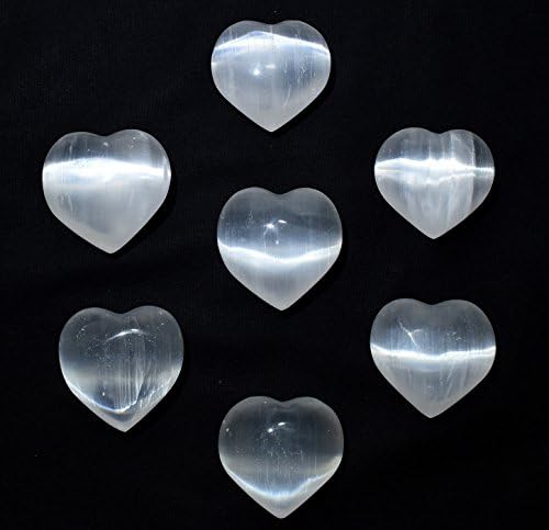 25 Inch White Selenite Puffy Hearts 2PCS