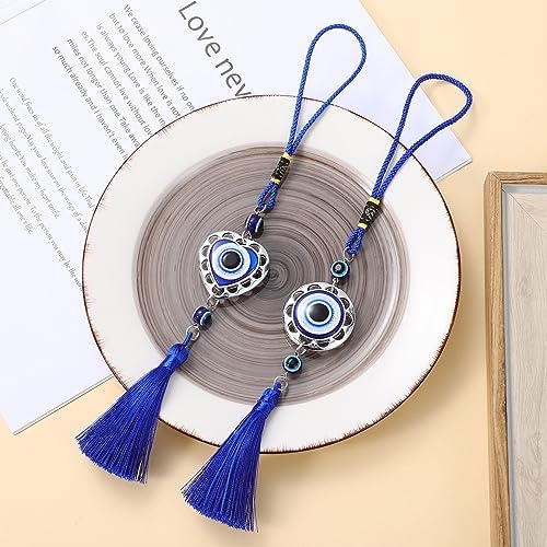 VICASKY 6pcs Evil Eye Car Hanging Ornaments with Tassels