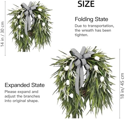 Artificial Spring Summer Wreath for Front Door Decor
