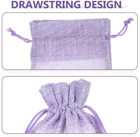 10Pcs Lavender Sachet Bags - Empty Violet Cloth Drawstring Bags for Fragrance and Storage