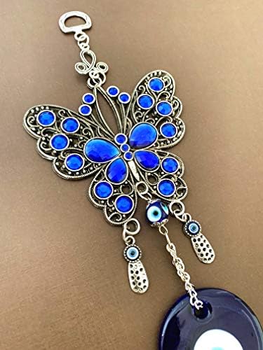 Betterdecor Turkish Blue Evil Eye Butterfly Amulet Hanging Decoration