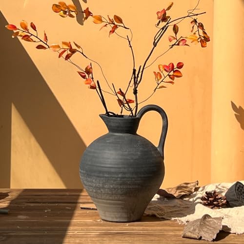 Ceramic Rustic Farmhouse Vase with Handle 87 Inch