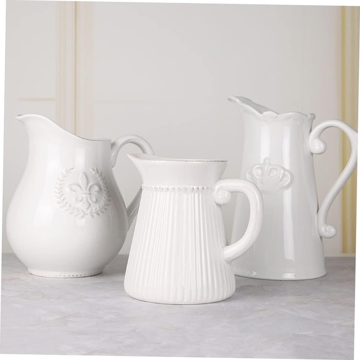 STOBAZA Elegant Ceramic Relief Milk Jug Vase
