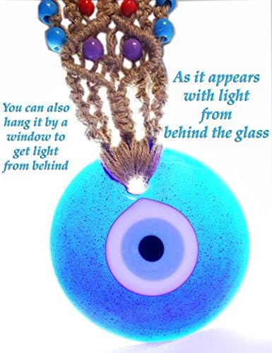 Balgin Evil Eye Wall Decor 11 Inch Tall Blue Glass Hanging Ornament