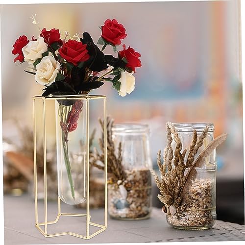Nordic Style Iron Art Flower Vase with Glass Holder