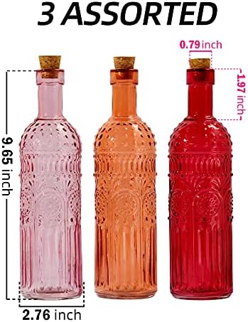 Vintage Decorative Glass Vases Set of 3 with Cork Lid