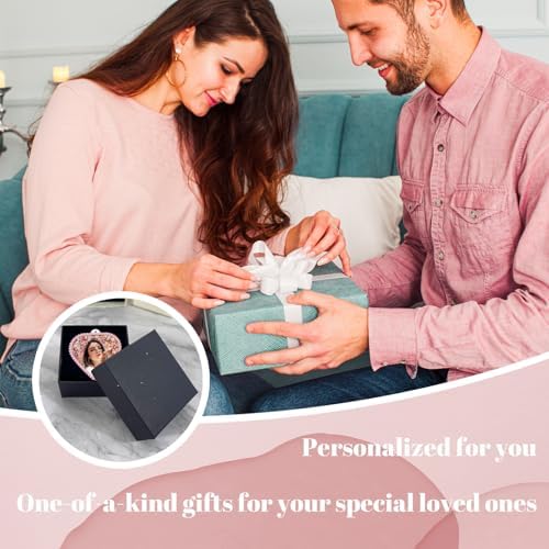 Personalized Photo Car Mirror Ornament - Custom Double-Sided Acrylic Heart Shape with Rhinestone Trim - White