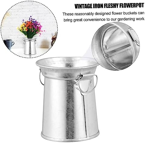 3pcs Vintage Iron Flowerpot Rustic Vase for Decor