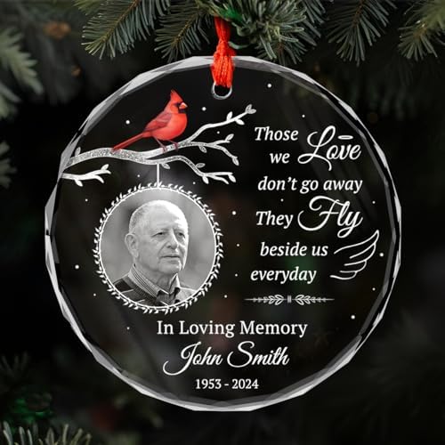 Personalized Glass Ornament for Dad Mom - Sympathy Memorial Keepsake