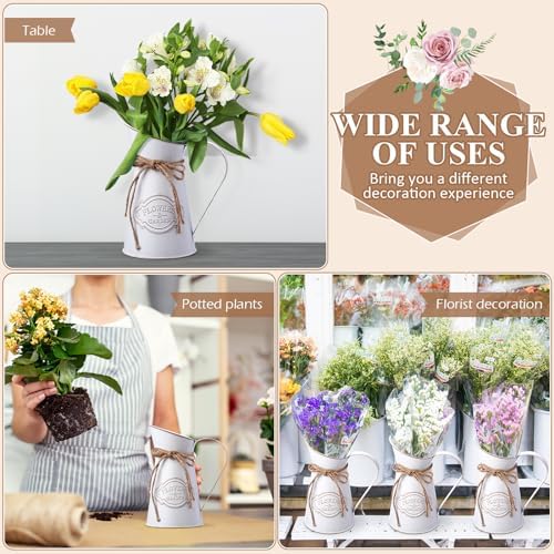 Chumia 2 Pcs Metal Pitcher Vase for Flower Farmhouse Decor