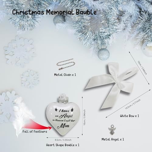 Clear Christmas Memorial Ornament with Angel and Bow