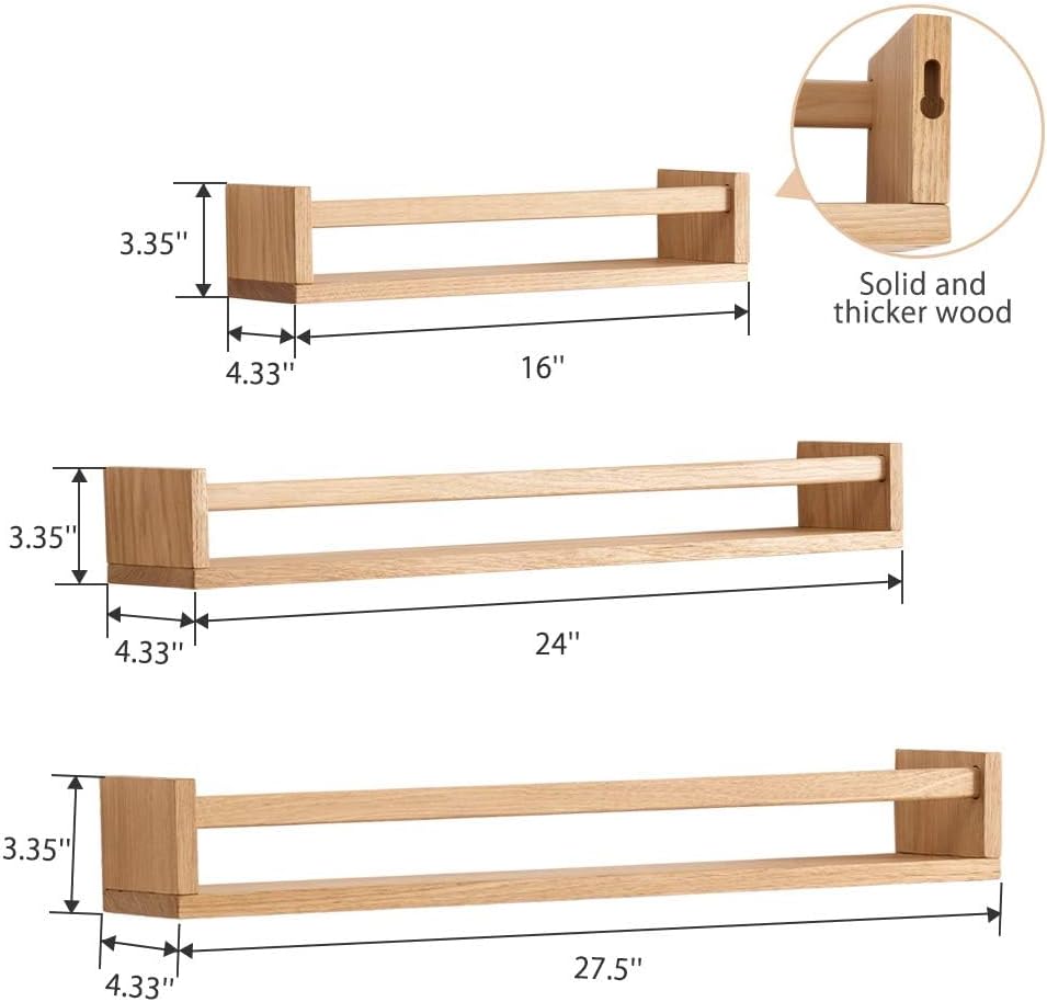 Rsuwiz 24 Inch Floating Oak Shelves for Kids