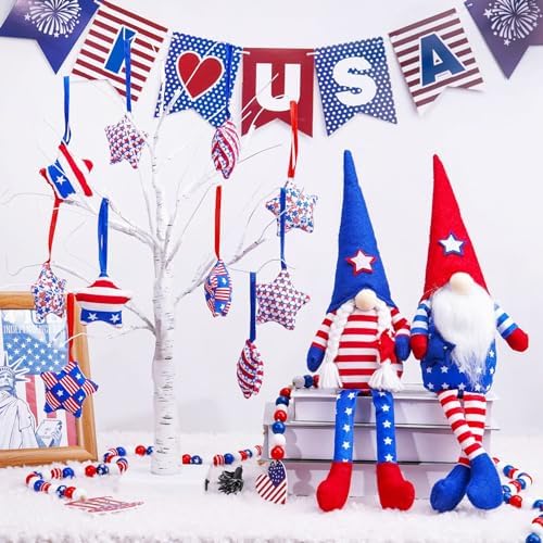 4th of July Felt Stars Hanging Ornament Set of 12