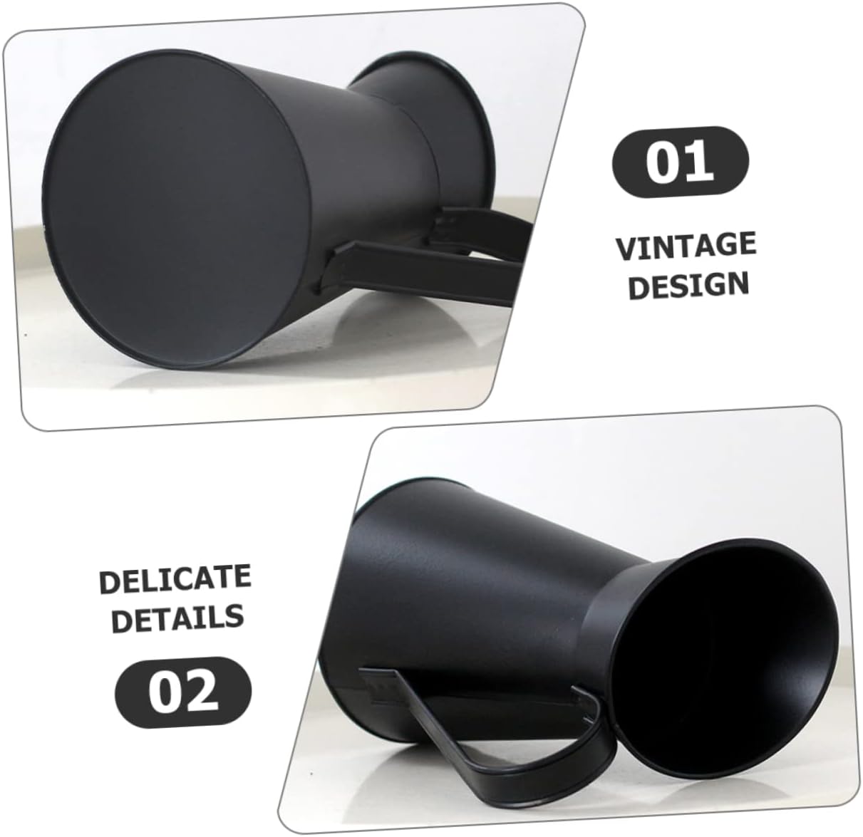 Vintage Iron Vase with Matte Finish Rustic Design