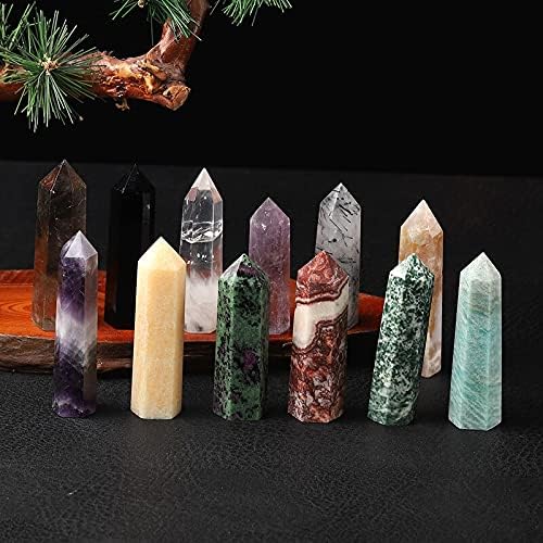 AtkitS Natural Gem Hexagonal Column Rose Quartz Energy Crystal Therapy Rod