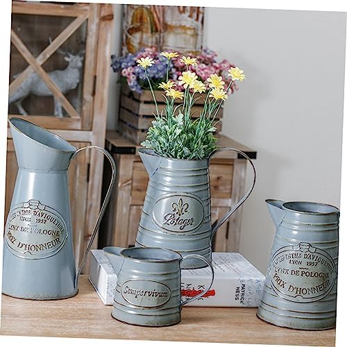 Antique Style Flower Pot Tinplate Vase for Home Decor