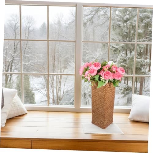 Vintage Woven Flower Vase Natural Seagrass Decorative Pot for Home Centerpieces