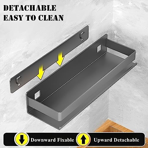 Stainless Steel Detachable Wall Mounted Floating Shelf Set of 1 Gray