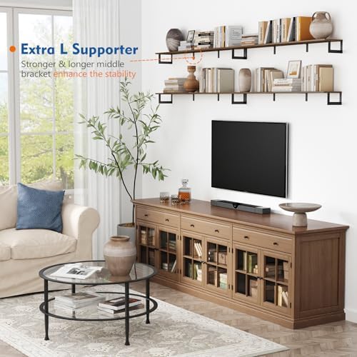 Harwaya Large Floating Shelves Set of 3 Dark Brown