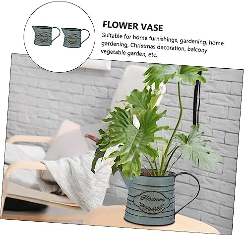 Antique Iron Flowerpot Decorative Vase for Home Office Bonsai Arrangement Vintage Design 2pcs Set