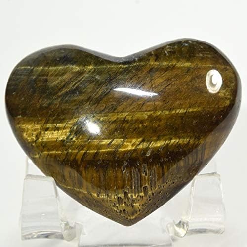 48mm Golden Yellow Tiger Eye Heart with Stand