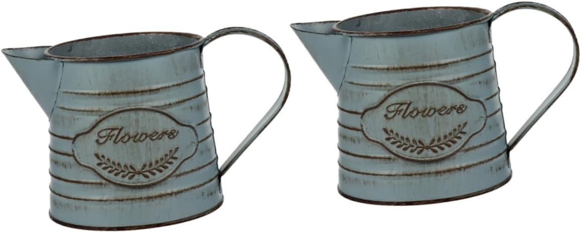 Antique Iron Flowerpot Decorative Vase for Home Office Bonsai Arrangement Vintage Design 2pcs Set