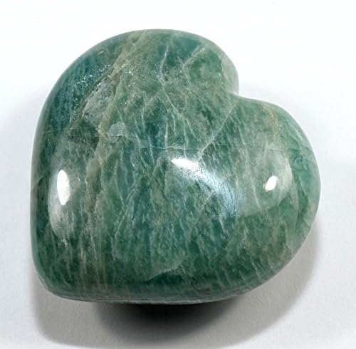 62mm Green Amazonite Puffy Heart Crystal Love Stone with Stand
