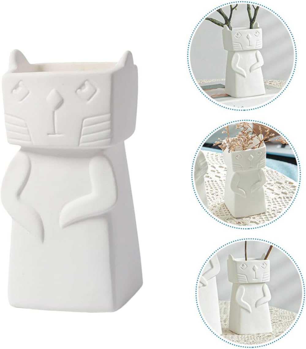 Ceramic Cat Vase Decorative Home Accent