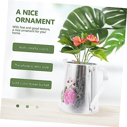 Rustic Metal Flower Bucket Vintage Iron Vase for Home Decor