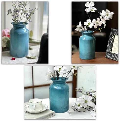 Shabby Chic Blue Galvanized Milk Can Vase 78 H