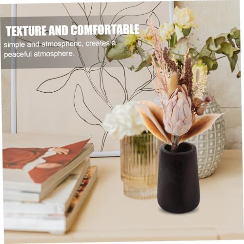 STOBAZA Small Rustic Wood Flower Vase Elegant Decorative Tabletop Case for Floral Arrangements