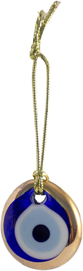 Ebsem Gold Gilt Handmade Evil Eye Glass Charm Ornament Christmas Decor 15 Inches