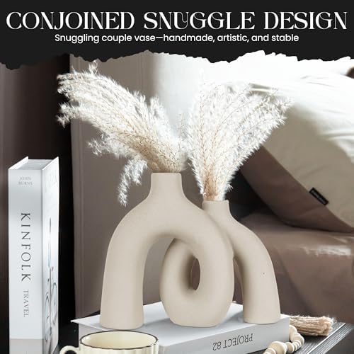 Ceramic Hug Vase Modern Donut Style Decor for Home