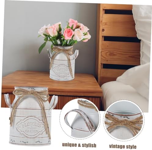 STOBAZA Rustic Metal Flower Pot for Home Farmhouse Decor