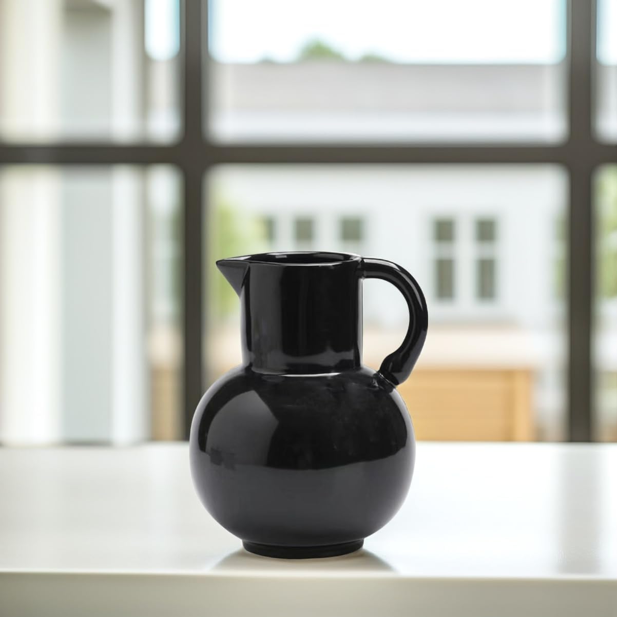 Farmhouse Ceramic Pitcher Vase for Dried Flowers and Home Decor