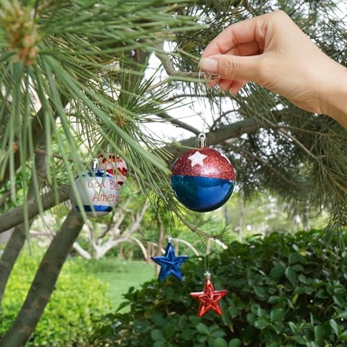 36 PCS 4th of July Tree Decorations with Red White Blue Stars for Home and Party Use