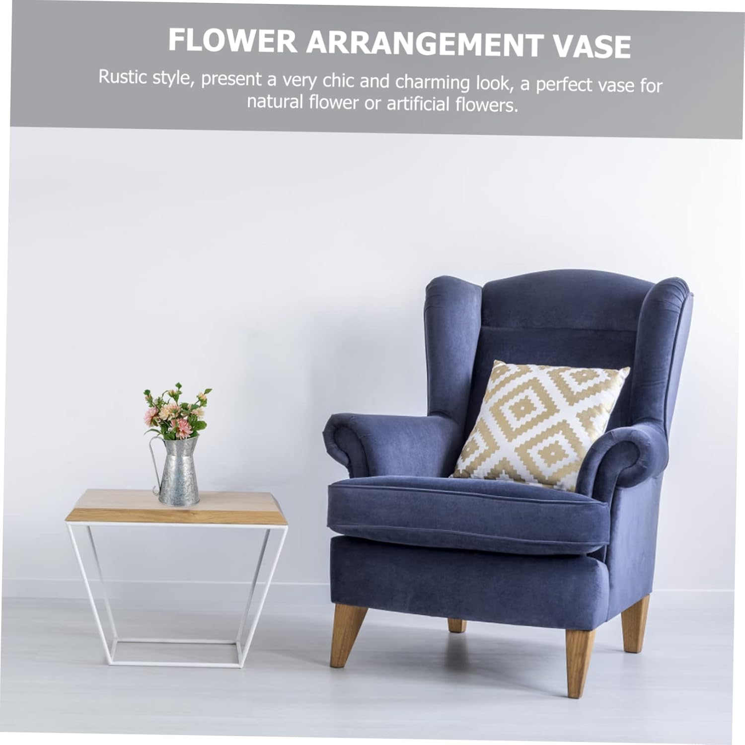 Rustic Iron Flower Vase Vintage Style Decor Bucket