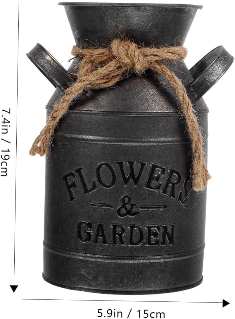 Vintage Flower Bucket Rustic Decorative Pitcher Vase for Cottagecore Decor 1