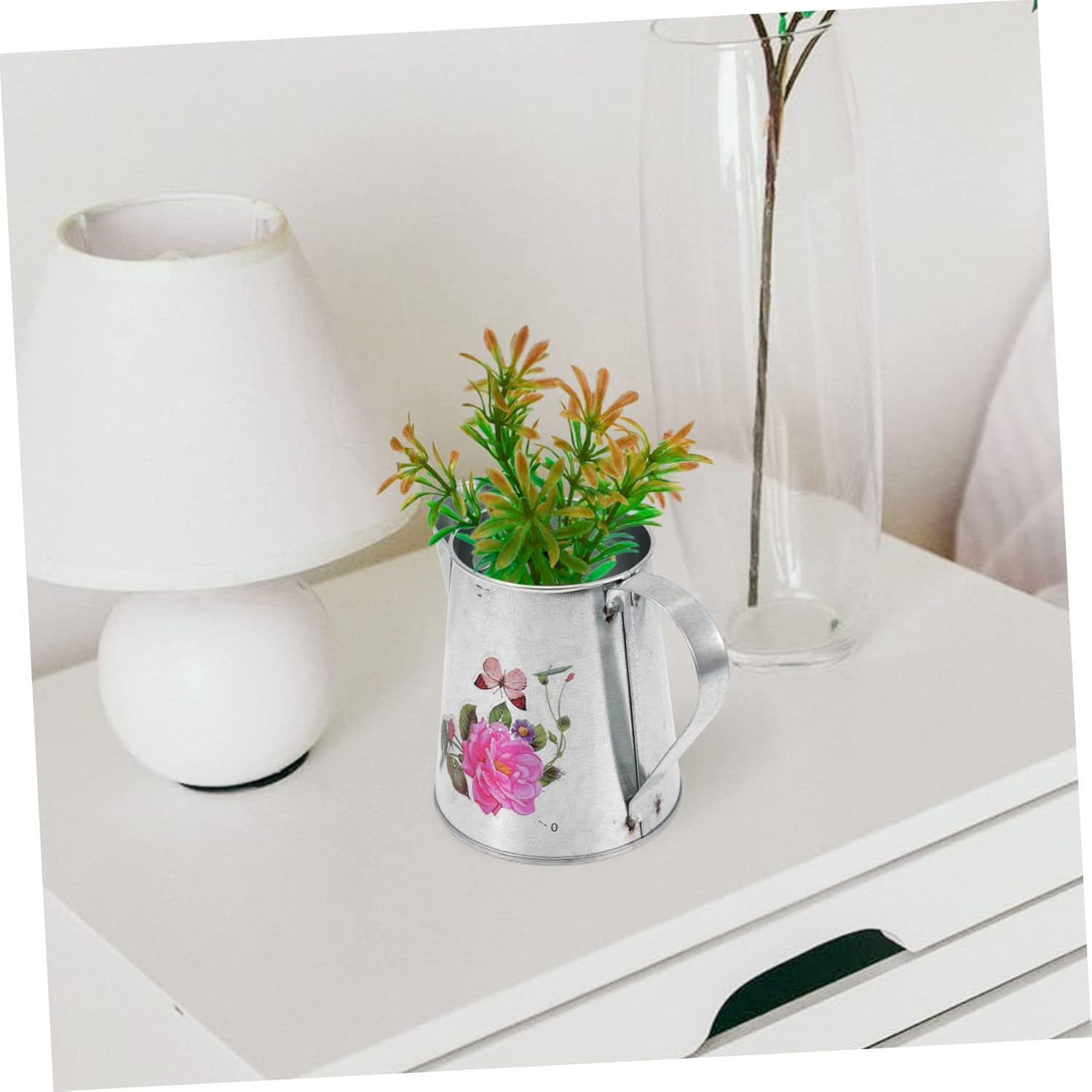 Rustic Metal Flower Bucket Vintage Iron Vase for Home Decor