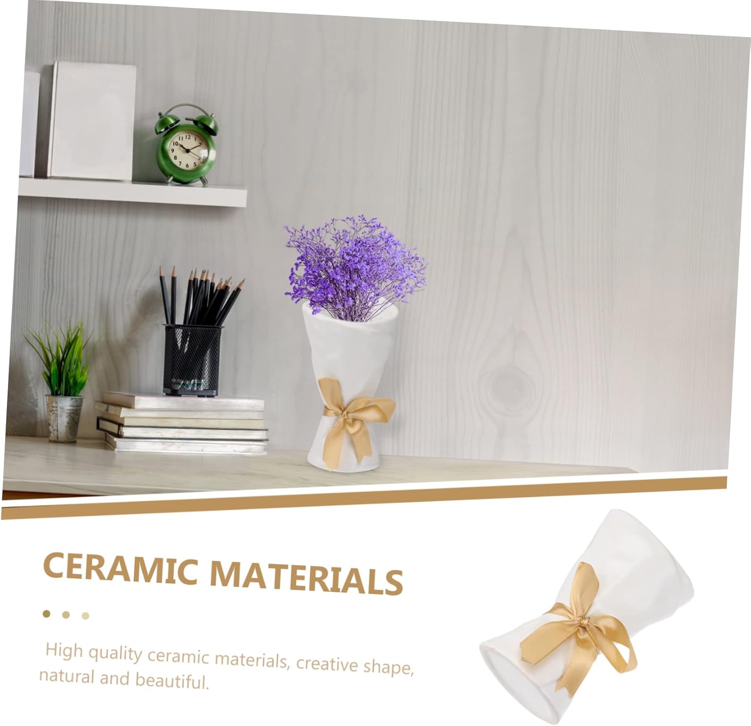 VINTORKY Decorative Mini Ceramic Vase for Home Office Desk Plant Holder