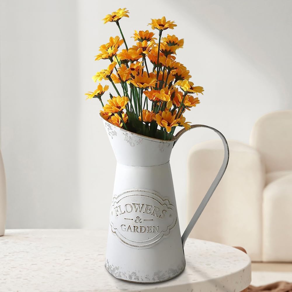 Rustic Shabby Chic Small Metal Flower Vase