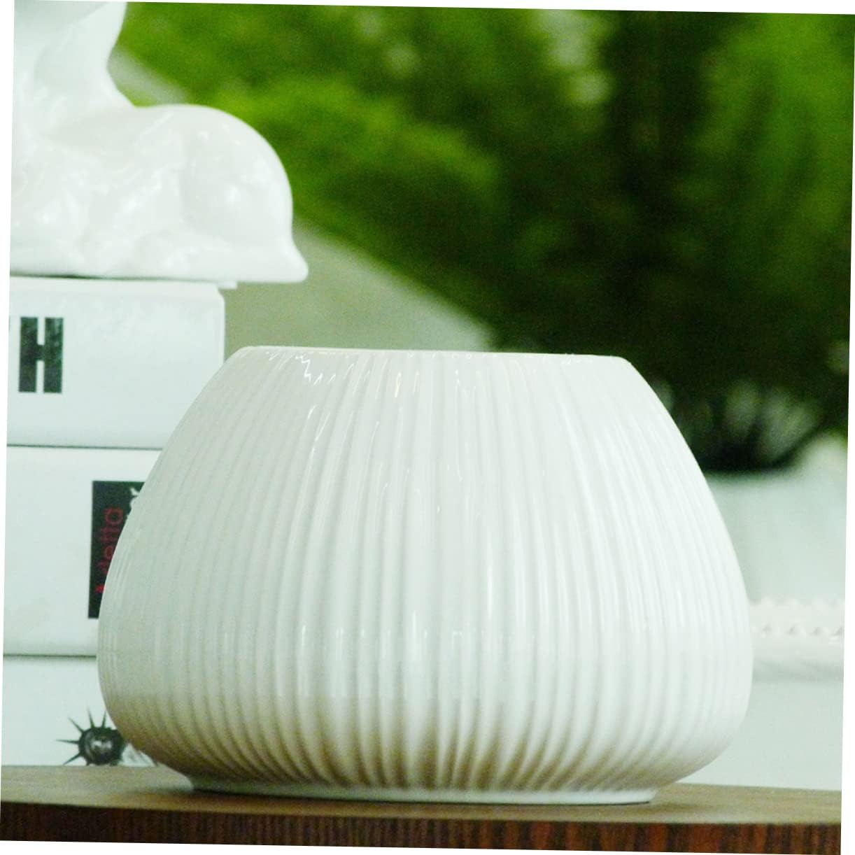 Vertical Striped Ceramic Flower Vase for Home Decor
