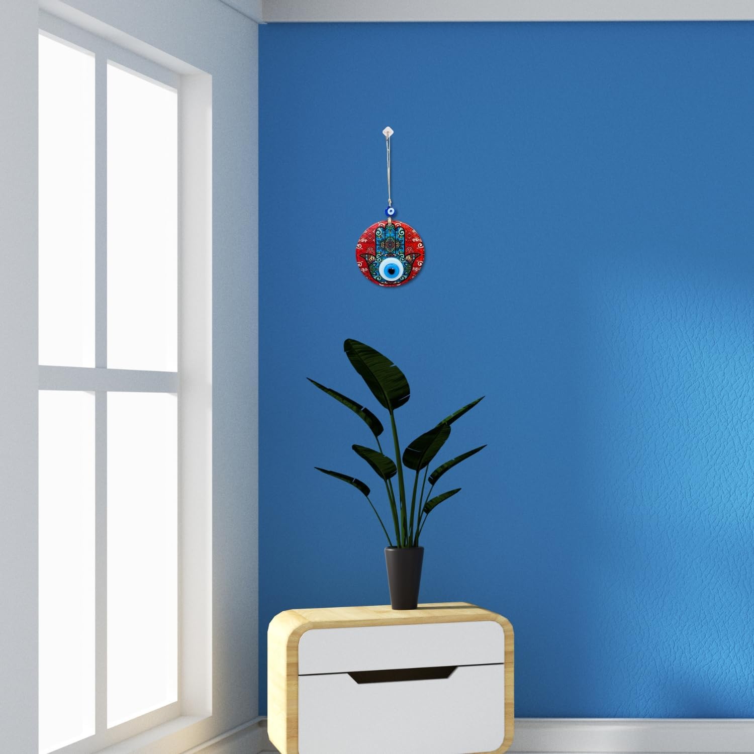 Fusion Hamsa Hand Hanging Decor with Evil Eye