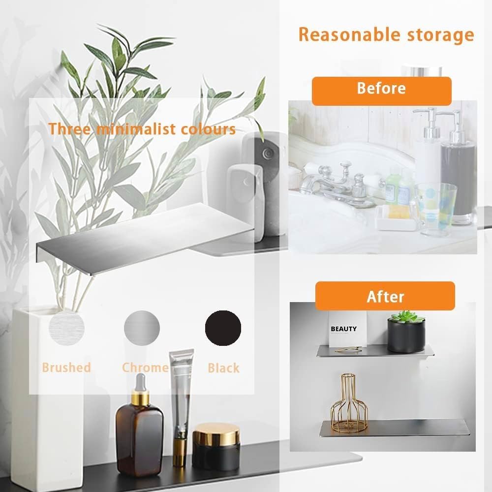 16 Inch Stainless Steel Floating Shelf for Modern Decor