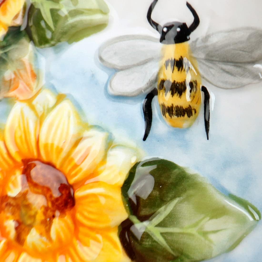 FORLONG Large Ceramic Water Pitcher Flower Vase with Sunflower and Bee Design Yellow 87 Inches Height