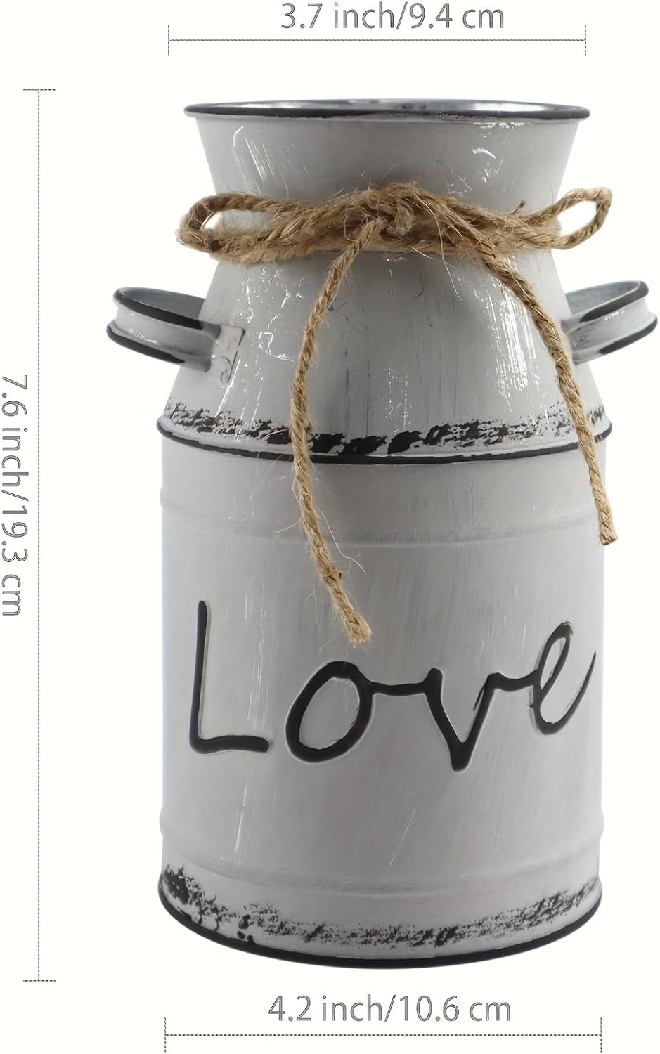 Love Pattern Vase Galvanized Antique Gray 76 Inch