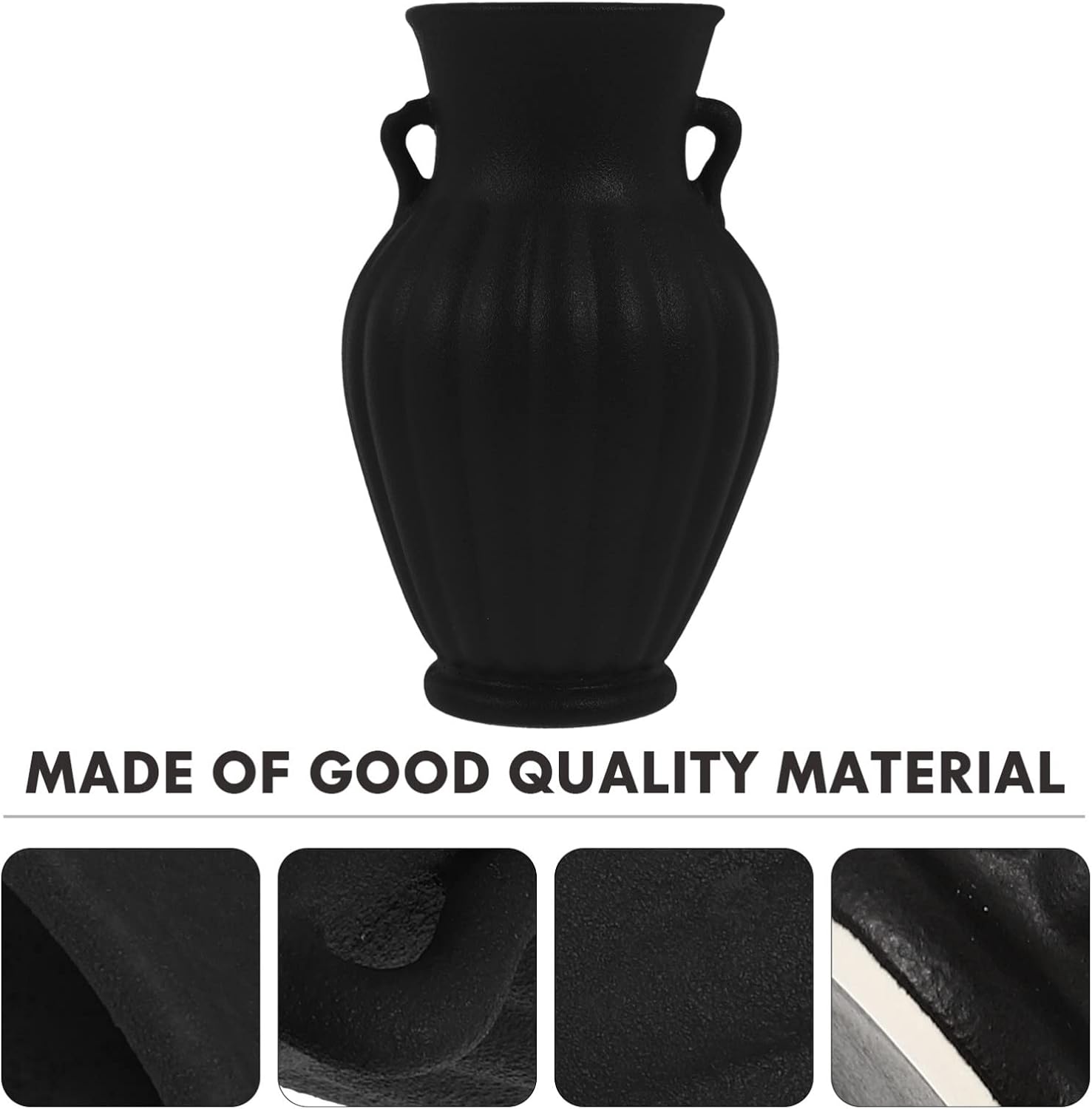 Vintage Ceramic Flower Vase Black Farmhouse Style